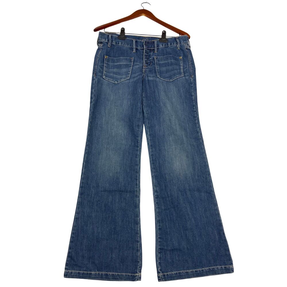 The Diva Womens Size 6 Wide Leg Jeans Low Rise Blue Denim Y2K Flare Pants